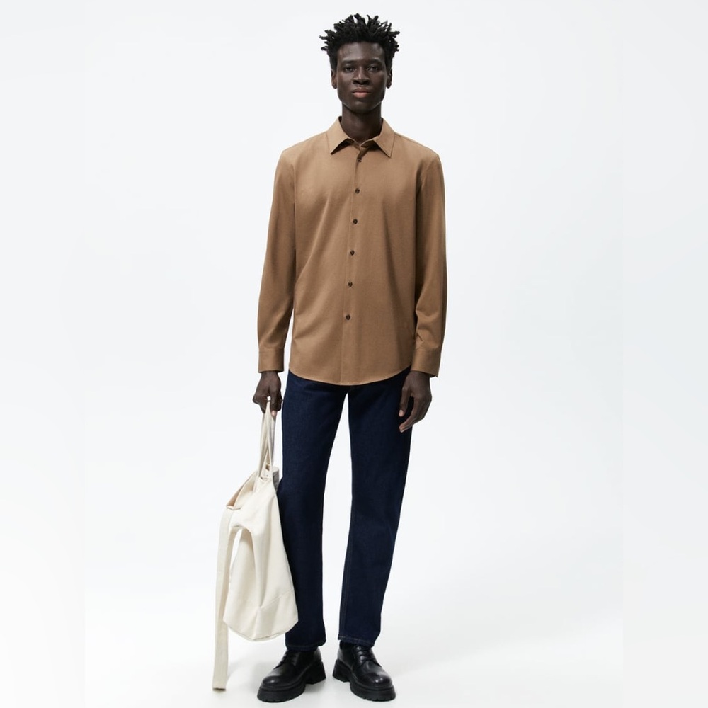 Zara Men's Brown Casual Button Down Shirt